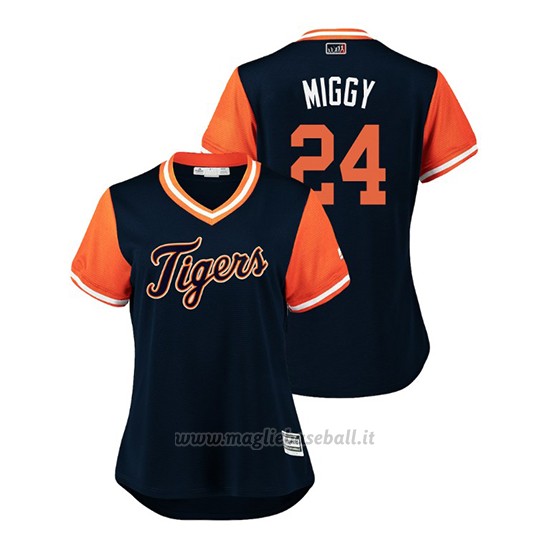 Maglia Baseball Donna Detroit Tigers Miguel Cabrera 2018 Llws Players Weekend Miggy Blu